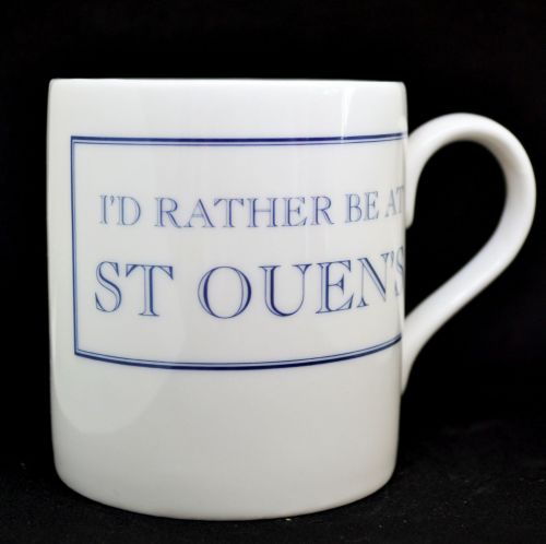 I'D RATHER BE AT ST OUEN'S Mug in Blue