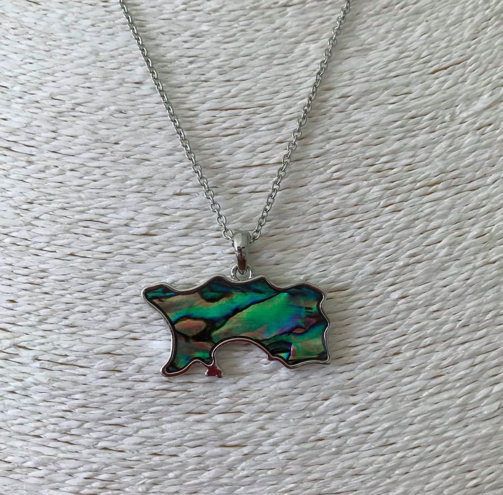 Paua Shell Jersey Map Pendant  4 COLOURS