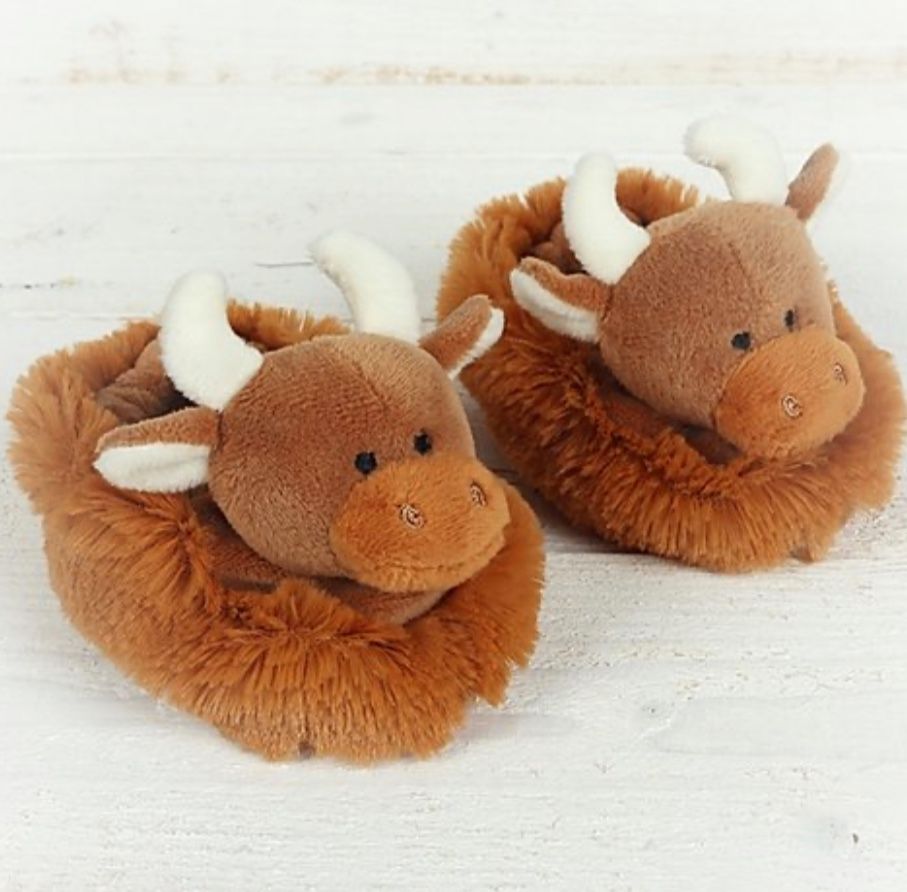 Fluffy Jersey Cow Baby Slippers by Jomanda WAS £12.95 NOW £10.00