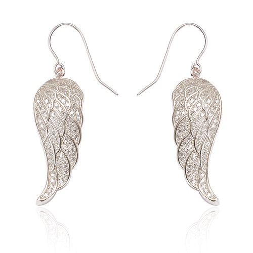 Angel Wing Drop Silver Earrings