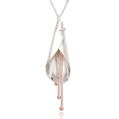 Zara Lily Pendant - Silver & Rose Gold