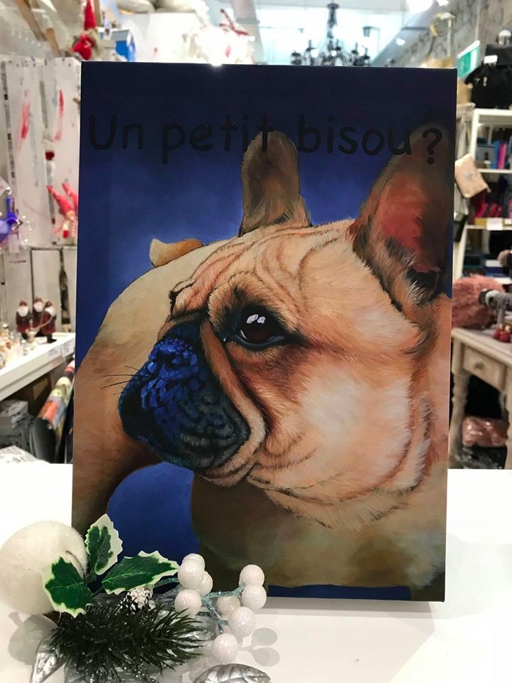 Petit Bisous French Bulldog Canvas by Kathy Rondel