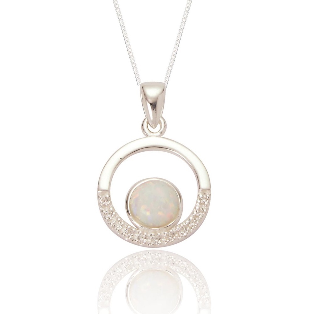 Maci Blue Opal CZ Circle Pendant