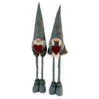 Large Grey Christmas  Girl and Boy Gnome with Telescopic Legs NOW IN STOCK