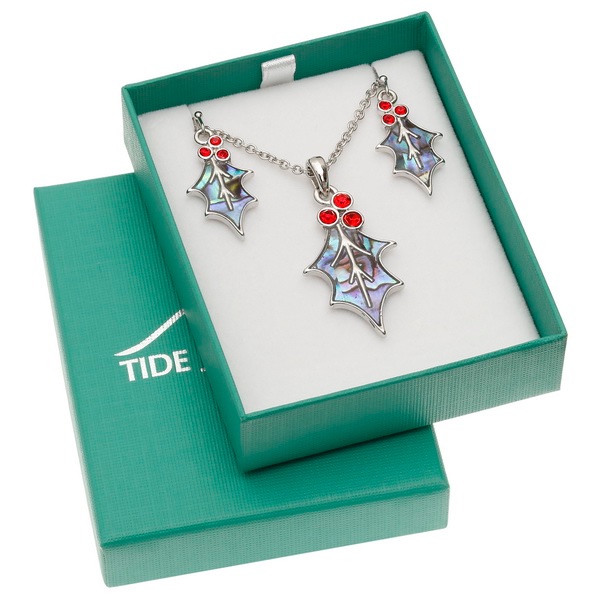 Holly Paua Shell Pendant & Earrings Set