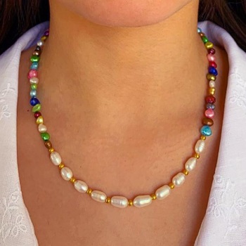 Rainbow White Pearl Necklace