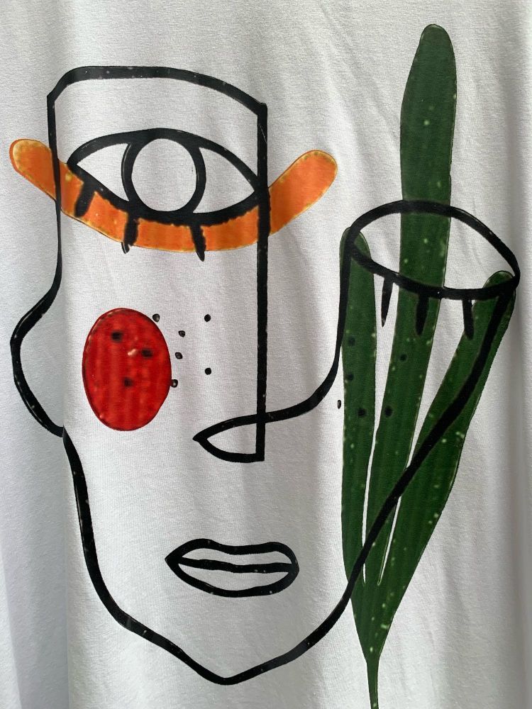 Abstract Face Sketch Tee Shirt White - MORE COLOURS AVAILABLE