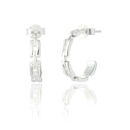 Caliste Chain Hoop Earrings Silver - FREE GB POSTAGE