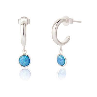 Jemima Blue Opal Huggie Hoop Earrings
