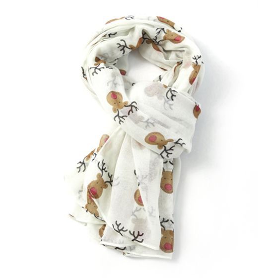 Red Nose Reindeer Scarf  White - MORE COLOURS AVAILABLE