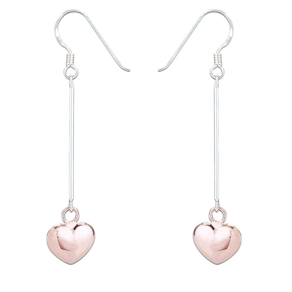 Sienna Heart Drop Earrings Silver & Rose Gold 