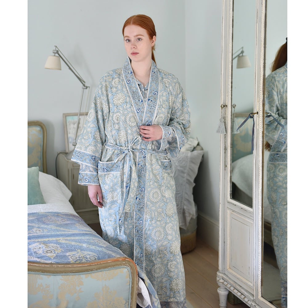 Cornflower Blue Kimono Dressing Gown