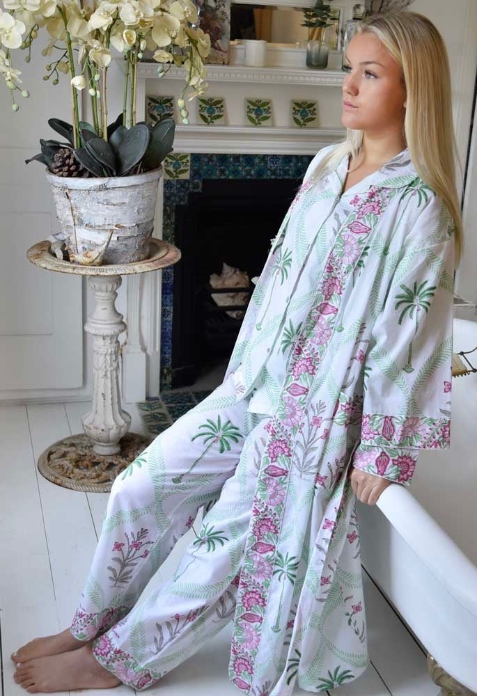 Floral Pink Palms Dressing Gown