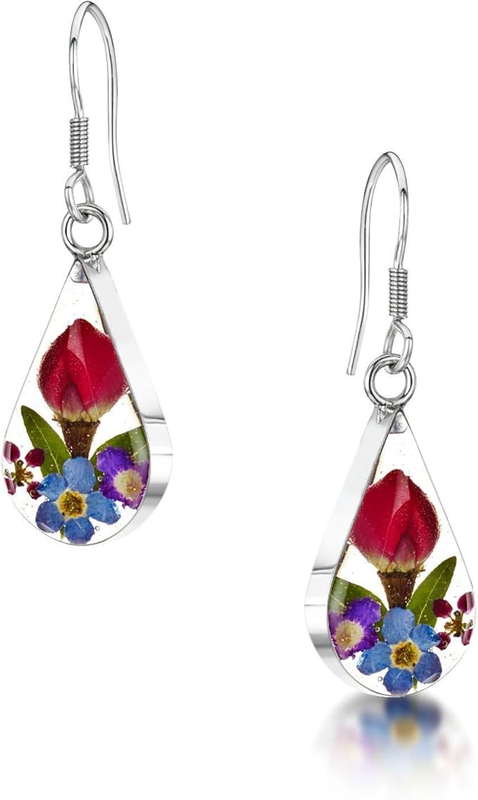 Mixed Flower Teardrop Earrings 925