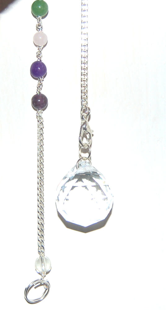  Pretty 20mm Suncatcher Facetted Hanging Crystal Feng Sui with 7 crystal chakra chain