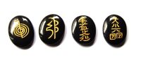 Powerful Black Tourmaline Crystal Usui Carved Discs All Usui Reiki Symbols in Organza Pouch