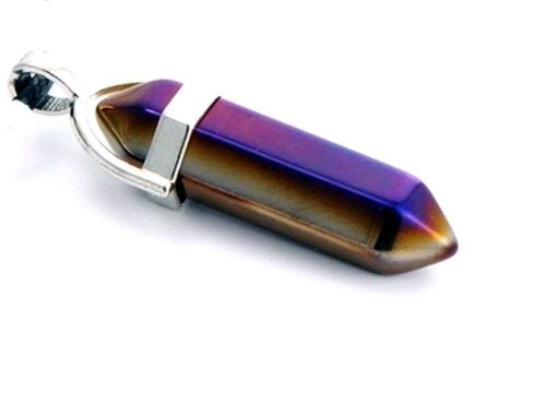 Beautiful Double Terminated Rainbow Titanium Aura Pendant on an 18 inch Sil