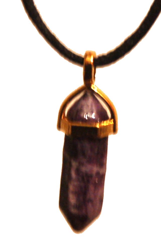 Beautiful Double Terminated Charoite Crystal Pendant on an 18 inch Silver Elasticated Cord