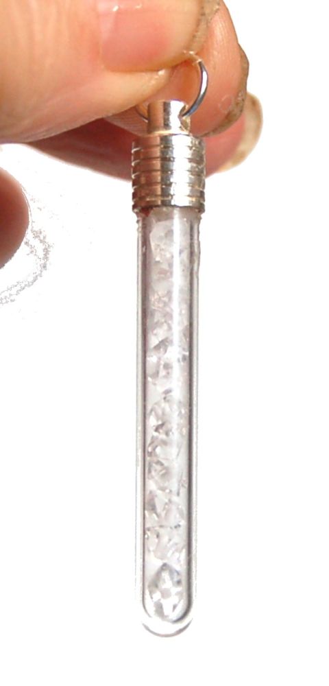 Long 2" Herkimer Diamond Crystal Pendant - Filled with Small Herkies - Meditation - Stay in the Now