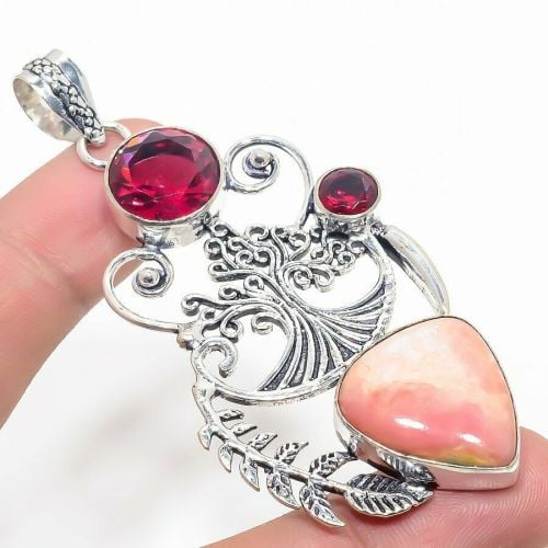 Very Large Rhodochrosite Inner Child Healing Garnet 925 Silver Crystal Pen