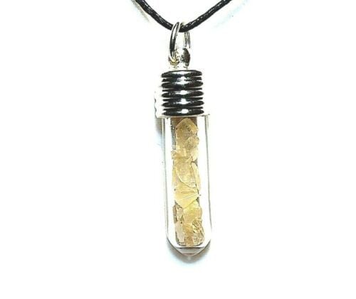 Libyan Desert Glass Crystal Pendant on Chain Boxed Gift Ascension Golden R