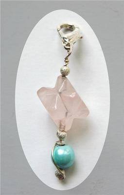 Silver Wrap Rose Quartz Crystal Merkabah & Magnetic Clip Pendant/Pendulum -