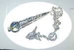 Amazing Mystic Celestial or Tanzine Blue Aura Quartz Crystal Pendulum & Angel