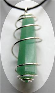 Double Terminated Aventurine Pendant in Spiral Metal Chakra Crystals