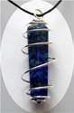 Double Terminated Lapis Lazuli Pendant in Spiral Metal Chakra Crystals