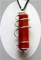 Double Terminated Orange Agate Pendant in Spiral Metal Chakra Crystals