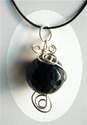 Beautiful Onyx Sphere Crystal Wrap Pendant - Protective OS34 - Bargain Clearance 