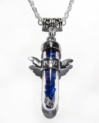 Large Lapis Lazuli Crystal Pendant LOVE & Angel Wings - Psychic Gifts - Dre