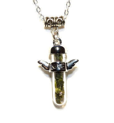 Large Atlantisite Crystal Chakra Healing Love Angel Wing Pendant Box & Chai
