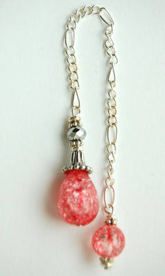D32 Sweet Red Crackle Quartz Crystal Handcrafted Dowsing Pendulum