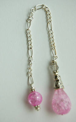 D33 Sweet Pink Crackle Quartz Crystal Handcrafted Dowsing Pendulum