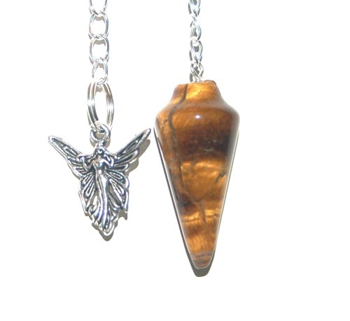 Tiger Eye Crystal Pendulum Dowser with Small Chakra Set - Courage