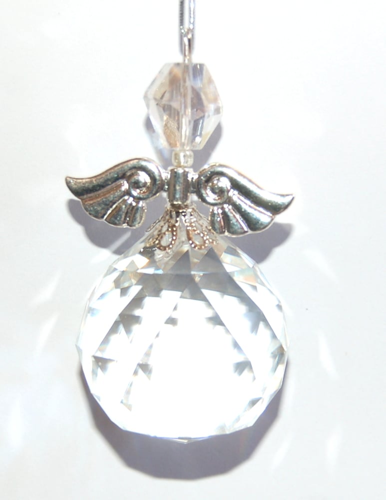 VERY LARGE Pretty Angel Suncatcher Facetted Crystal Xmas Tree Decoration Ca