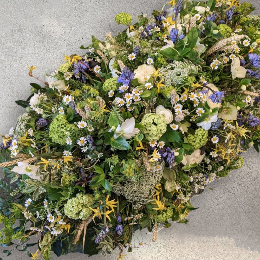 Natural Garden style double ended coffin spray