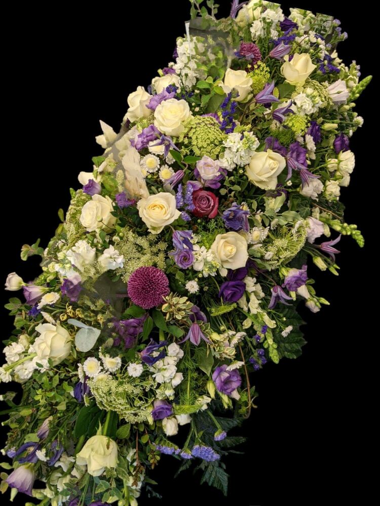 Purples and cream coffin spray