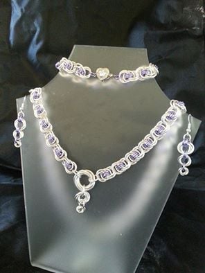 Ocean Waves and Mobius Chainmaille Set Silver Plated Copper Non Tarnish
