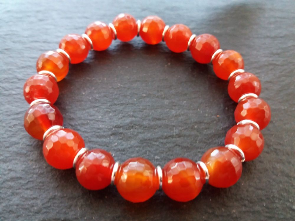 "Calm Collection"  Carnelian and Sterling Silver Links Bracelet