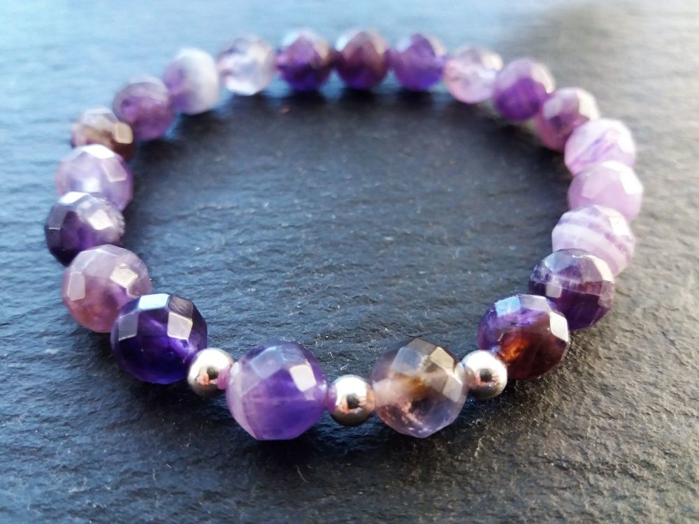 "Calm Collection"   Amethyst and Sterling Silver Bracelet 