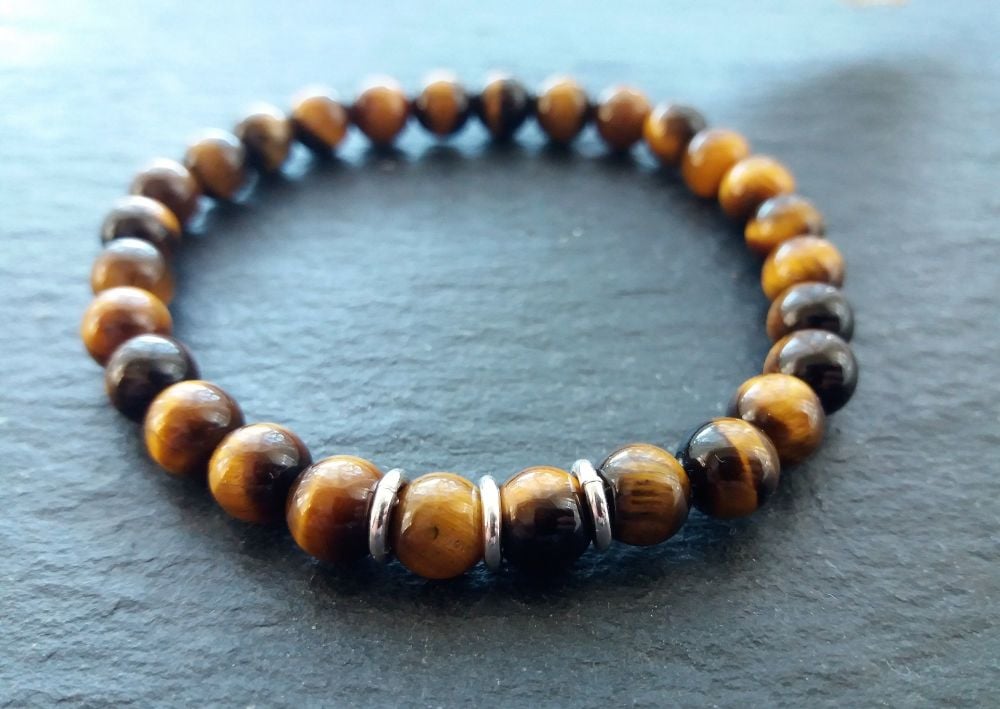 "Calm Collection" Tiger Eye and Sterling Silver Bracelet