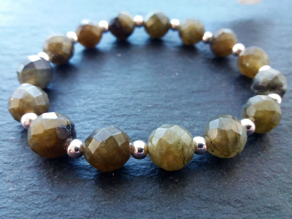 "Calm Collection" Labradorite and Sterling Silver Beads Bracelet