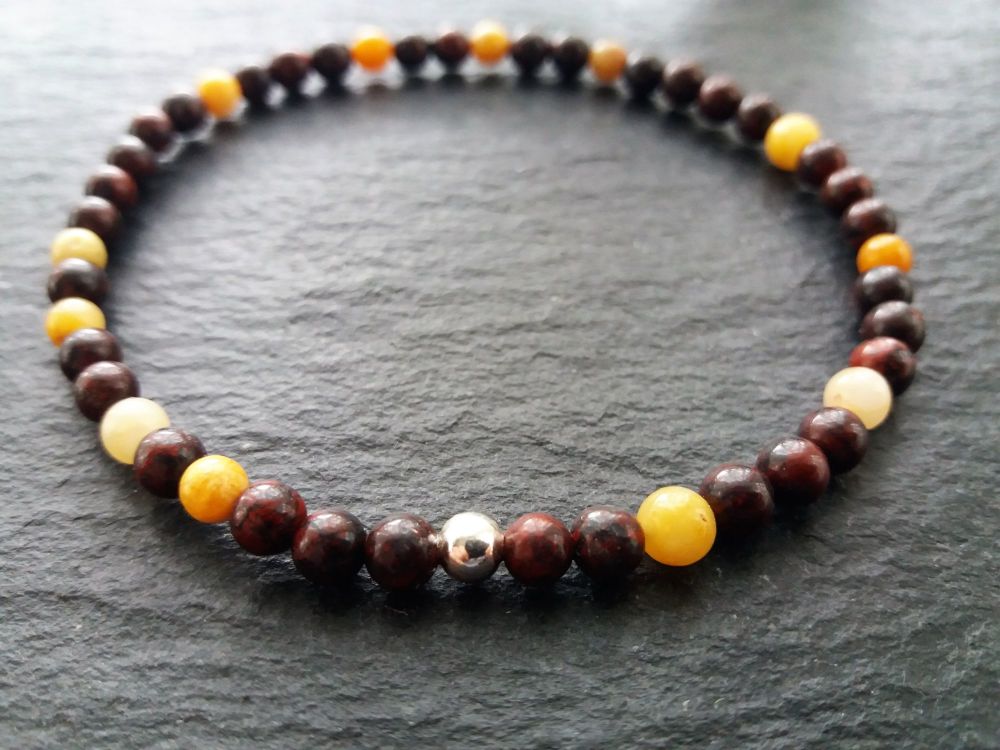 "Calm Collection"  Sterling Silver and Mookaite Stacking Bracelet