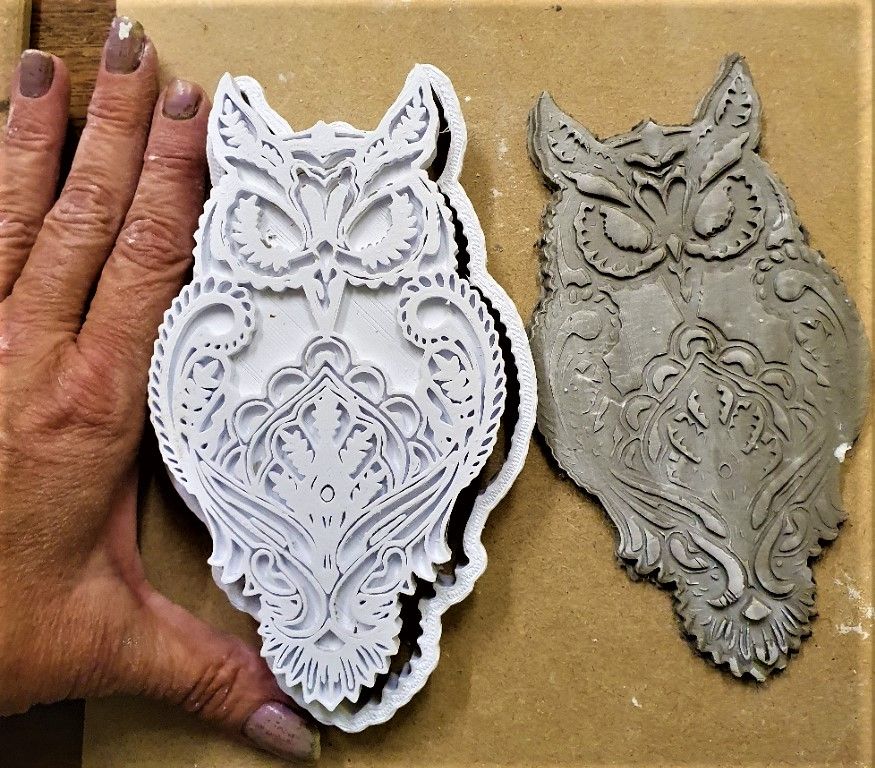 Large Owl clay cutter and stamp