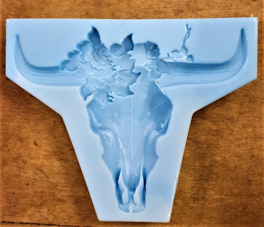 Large Cow Skull with Flowers silicone Mould