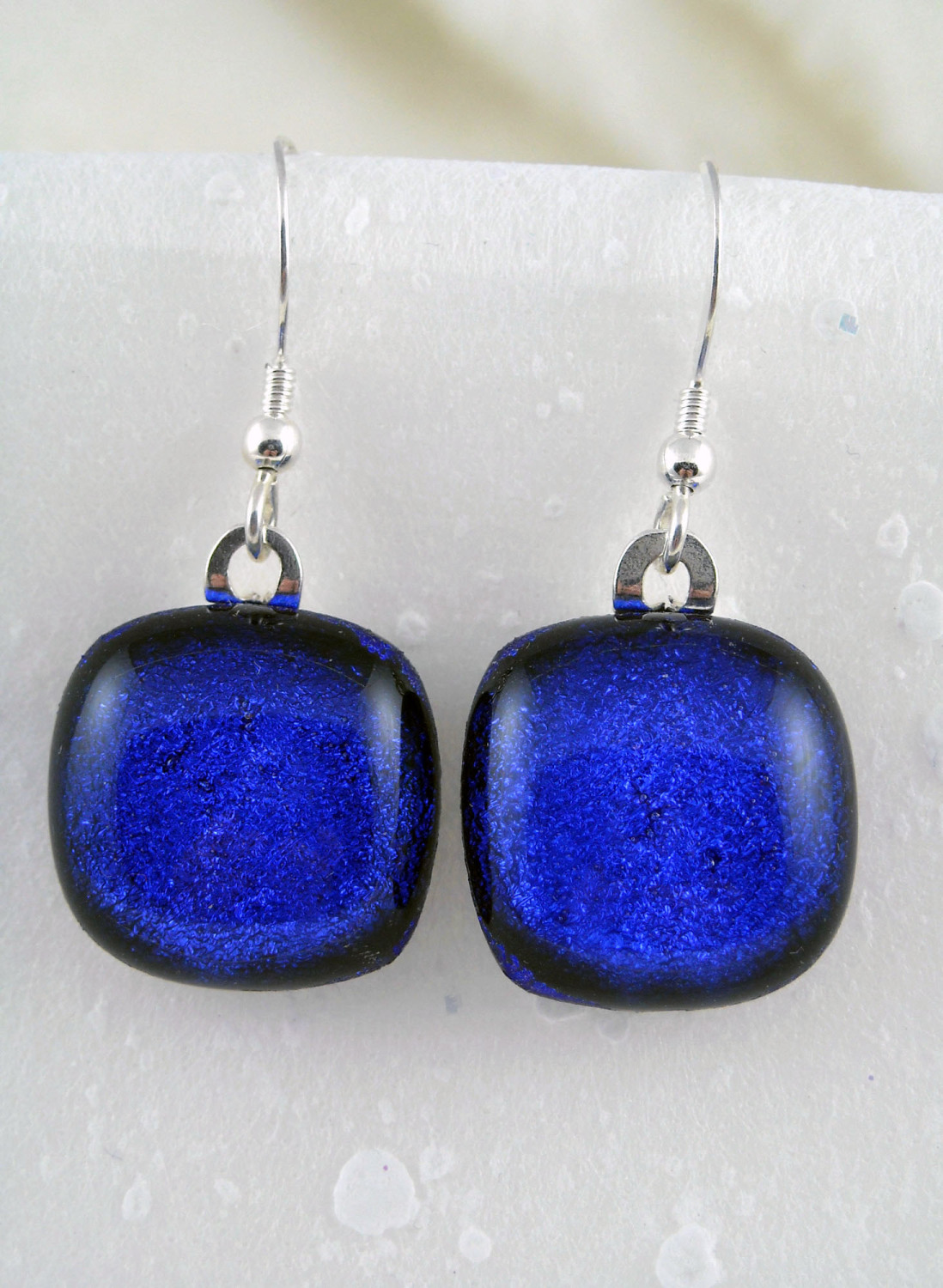 Dark Blue Dichroic Earrings - ZME024