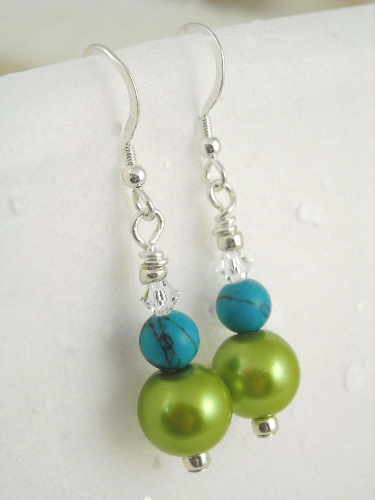 Green and Turqoise Earrings - ZME027