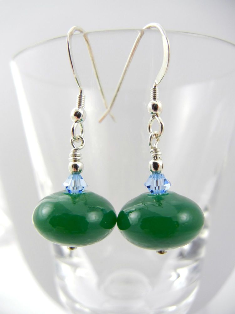 Green Glass Beaded Earrings - ZME037